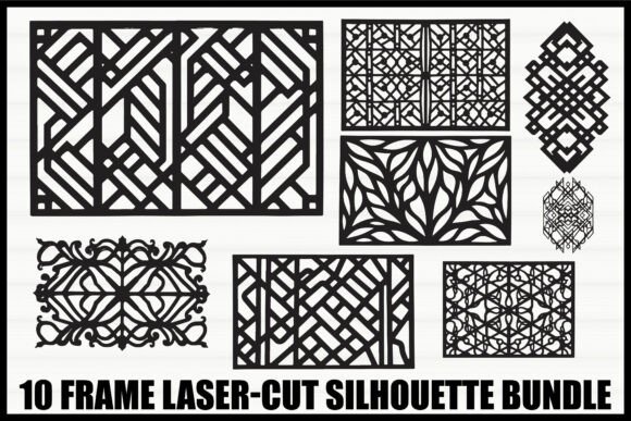 10 Geometric Frame Laser Cut Bundle Graphics for Crafts