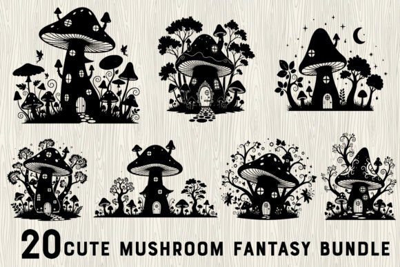 20 Cute Mushroom Fantasy Bundle: Graphics & Crafts