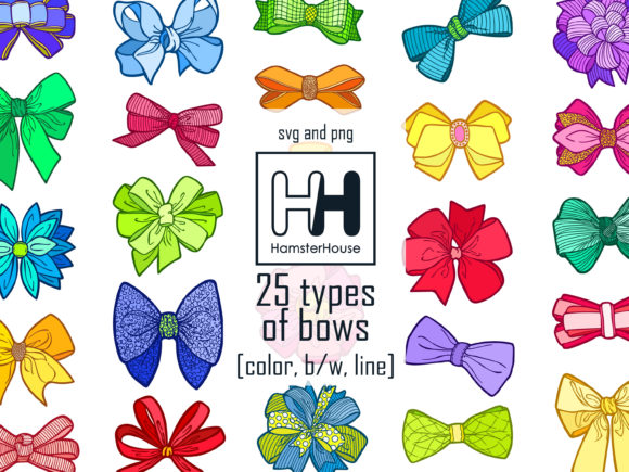 25 Types of Decorative Bows SVG & PNG Graphics