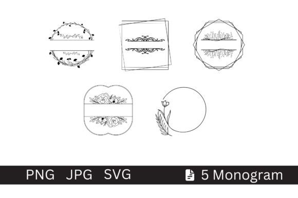5 in 1 Monogram Designs Bundle: Graphics for Crafts Brands