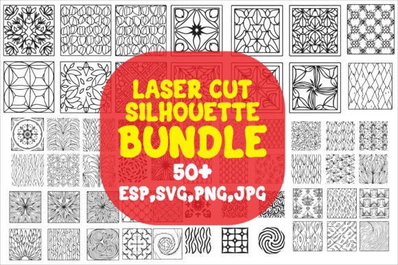 50 Laser Cut Silhouette Pattern Bundle for Graphics and Crafts