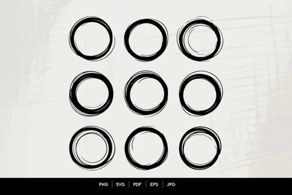 Abstract Brush Circle Frames Graphics for Crafts