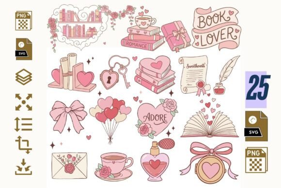 Book Lover Coquette Clipart PNG SVG for Crafts & Graphics