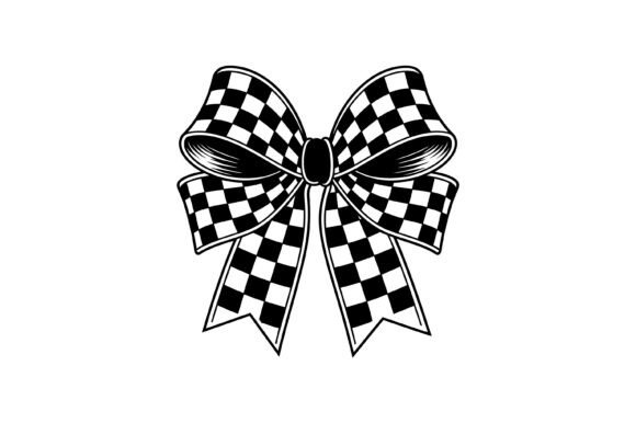 Checkered Racing Pattern Ribbon Bow
