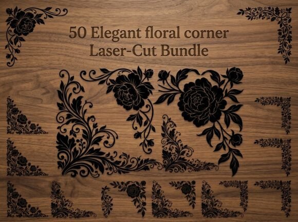 Elegant Floral Corner Graphics & Decorative Elements