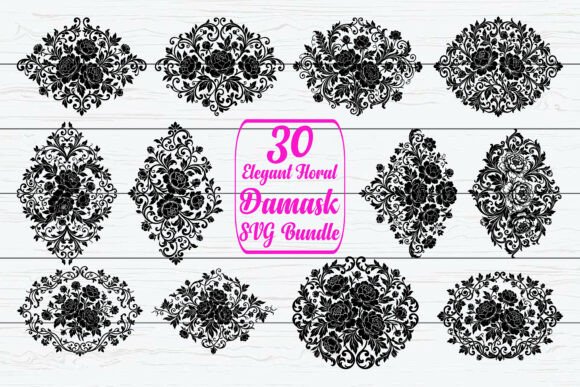 Elegant Floral Damask SVG Bundle for Crafts and Graphics