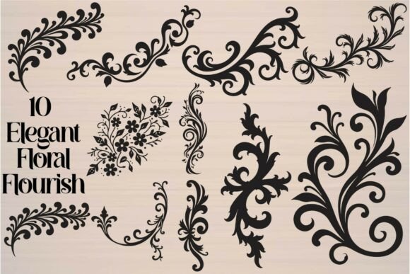 Elegant Floral Flourish Graphics for Crafts