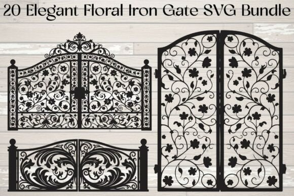 Elegant Floral Iron Gate Graphics for Crafts