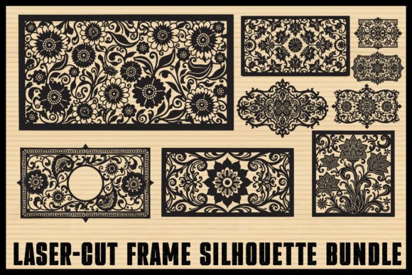 Elegant Laser Cut Floral Frames Graphics for Crafts