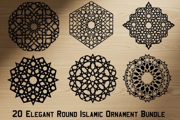 Elegant Round Islamic Ornament Bundle Graphics for Crafts