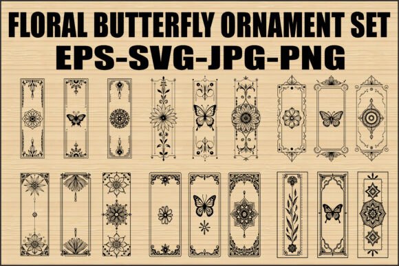 Floral Butterfly Laser Bookmark SVG Set: Graphics for Crafts