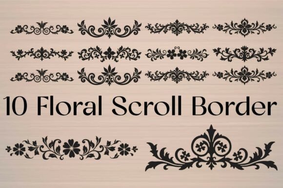 Floral Scroll Border Graphics for Crafts