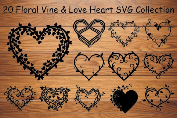 Floral Vine Love Heart SVG Collection for Graphics and Crafts