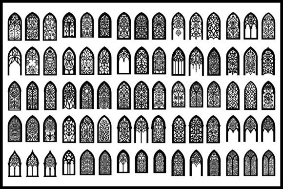 Gothic Window Design Collection: Graphics for Crafts & Vintage Branding