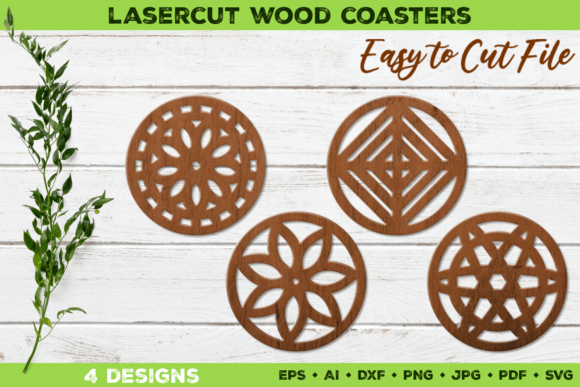 Lasercut Wood Coasters SVG: Graphics for Crafts