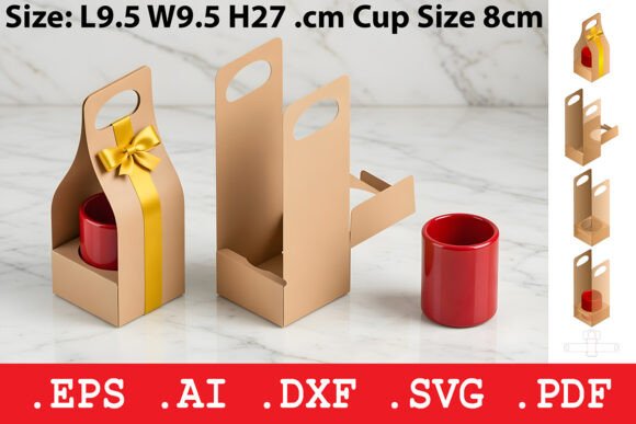 Mug Carrier Gift Box Template: Graphics & Boxes Amp