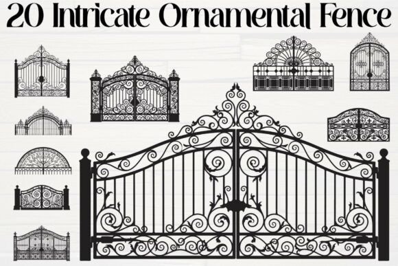 Ornamental Fence Graphics for Crafts and Design