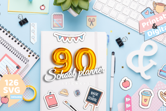 School Planner Digital Stickers: Graphics for Crafts & Creative Brands