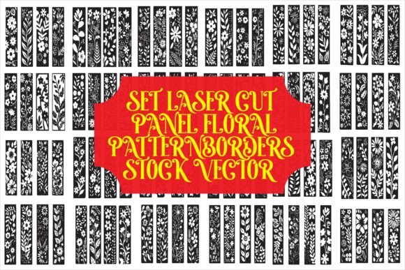 Set of Laser Cut Panel Floral Pattern Graphics for Crafts