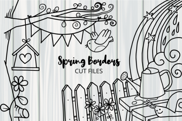 Spring Borders Cut Files Line Art for Graphic Designers