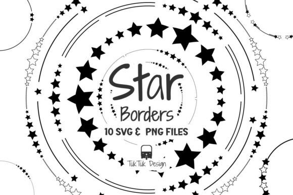 Star Circle Border Frame SVG PNG Bundle: Graphics for Decorative Elements
