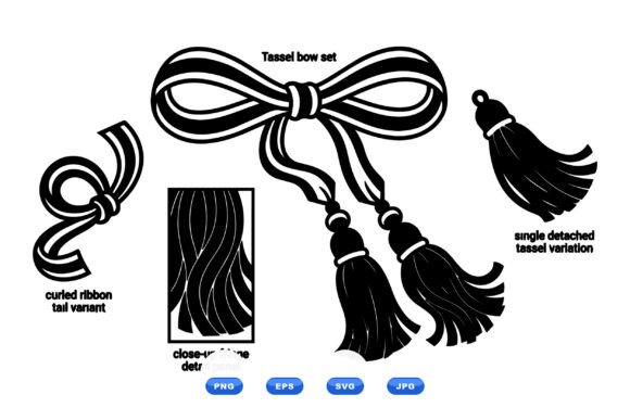 Tassel Ribbon SVG Clipart Set: Graphics for Crafts & Brand Charm