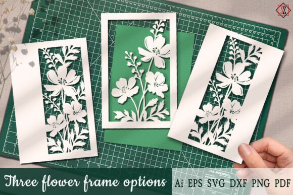 Three Flower Frame Options: Graphics for Crafts & Editorial Design