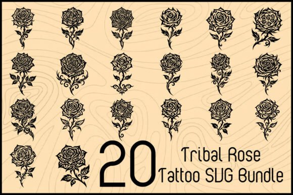 Tribal Rose Tattoo Graphics for Crafts
