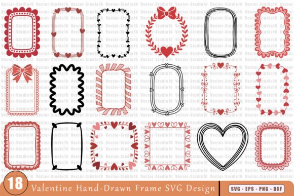 Valentine Frame SVG Bundle: 18 Crafts & Graphics Designs