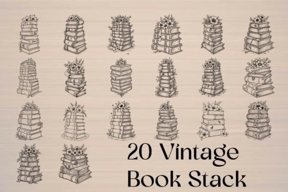 Vintage Book Stack SVG Bundle