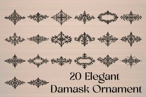 Vintage Damask Divider SVG Bundle Graphics for Crafts