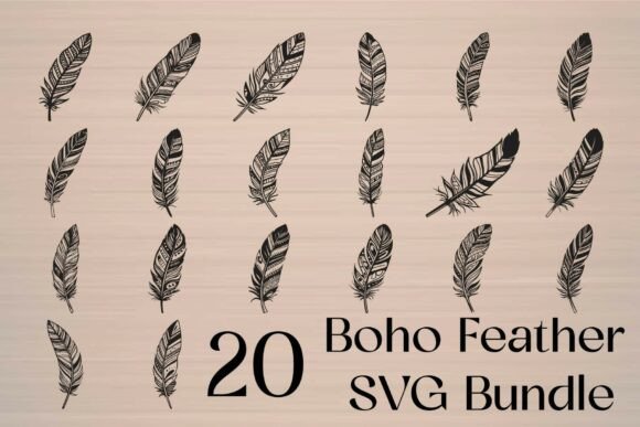 Vintage Feather SVG Bundle Graphics for Crafts