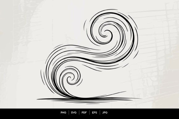Wind Swirl Line Art Graphics for Crafts